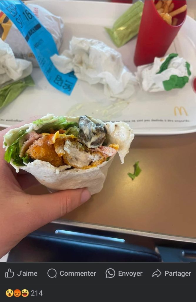 Il trouve un escargot dans son McWrap de chez McDonald's 